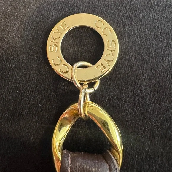 CC Skye Gold Brown Chain Link Leather Bracelet - Picture 3 of 6